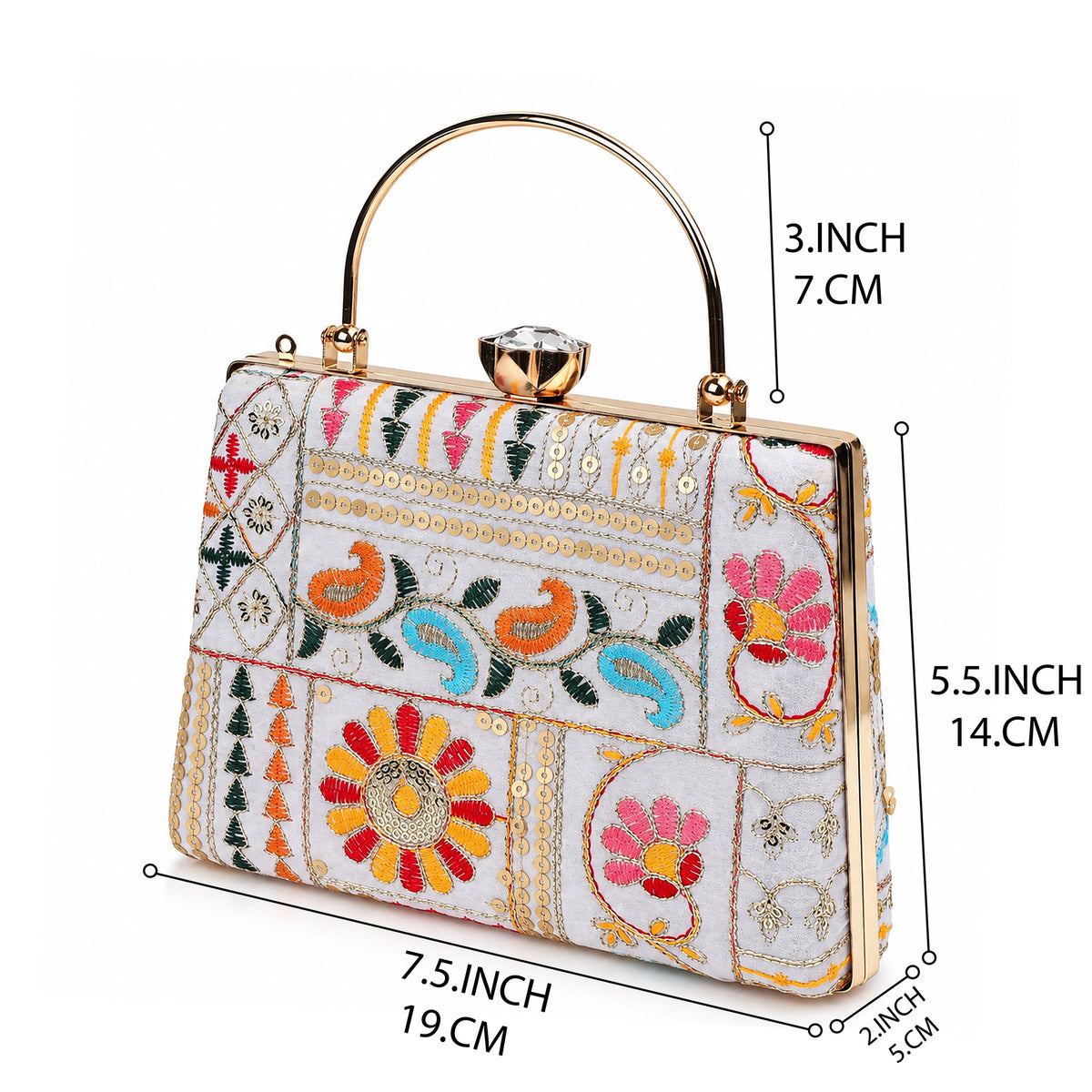 KarryQ White Patchwork Paisley Frame Handbag