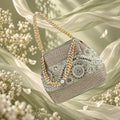 KarryQ Mint Green Stone Work Pearl Handle Potli Bag