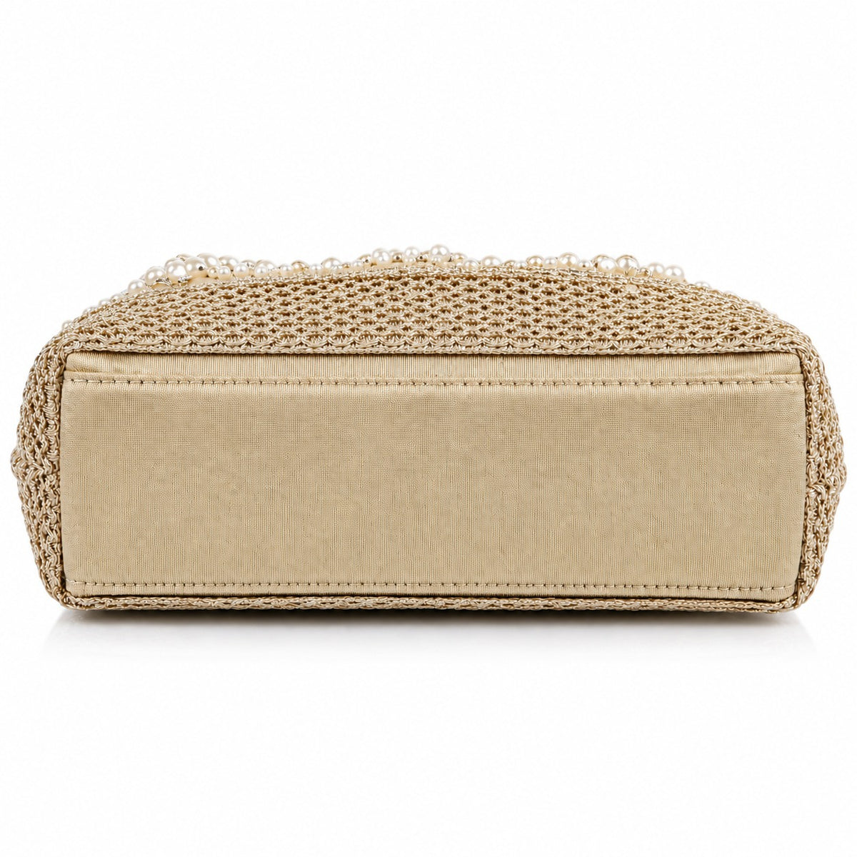 KarryQ Silver Grey Stone Work Pearl Handle Potli Bag