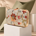 KarryQ Ivory Floral Embroidered Hard Case Box Clutch