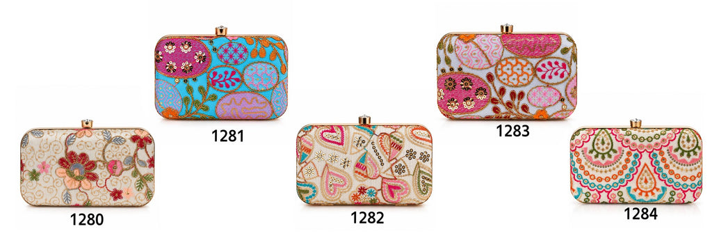 KarryQ Ivory Floral Box Clutch Purse
