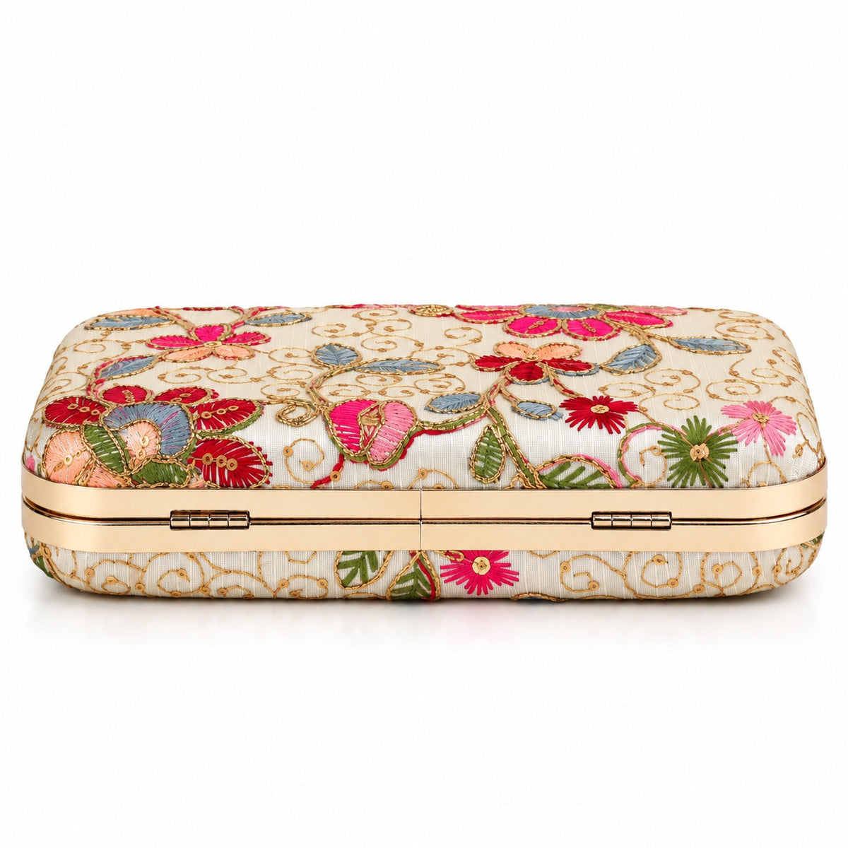 KarryQ Ivory Floral Box Clutch Purse