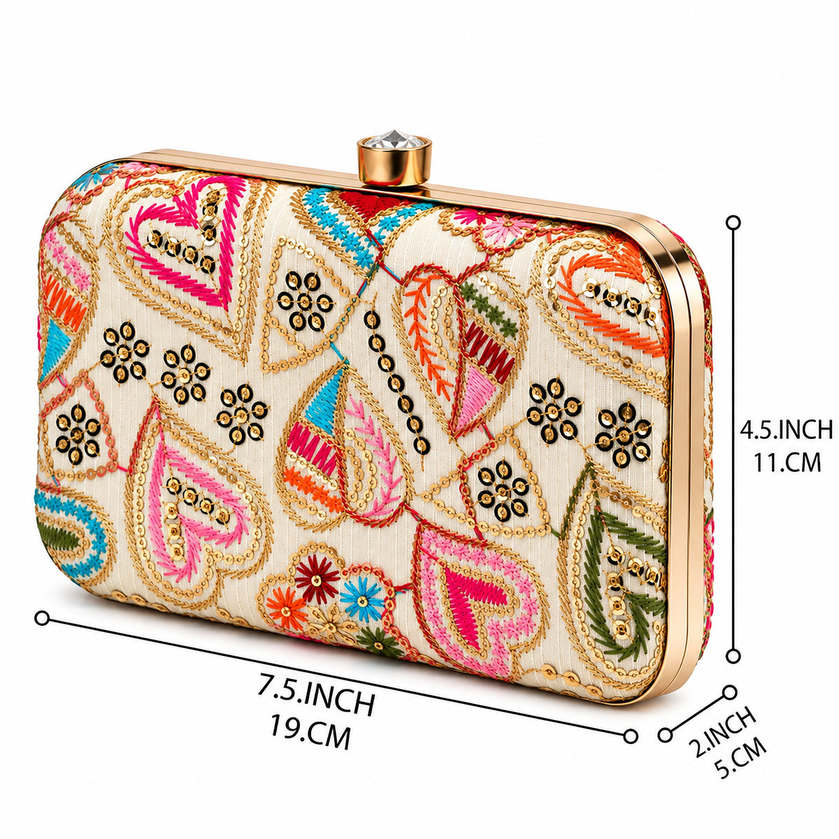 KarryQ Ivory Heart Paisley Box Clutch Purse