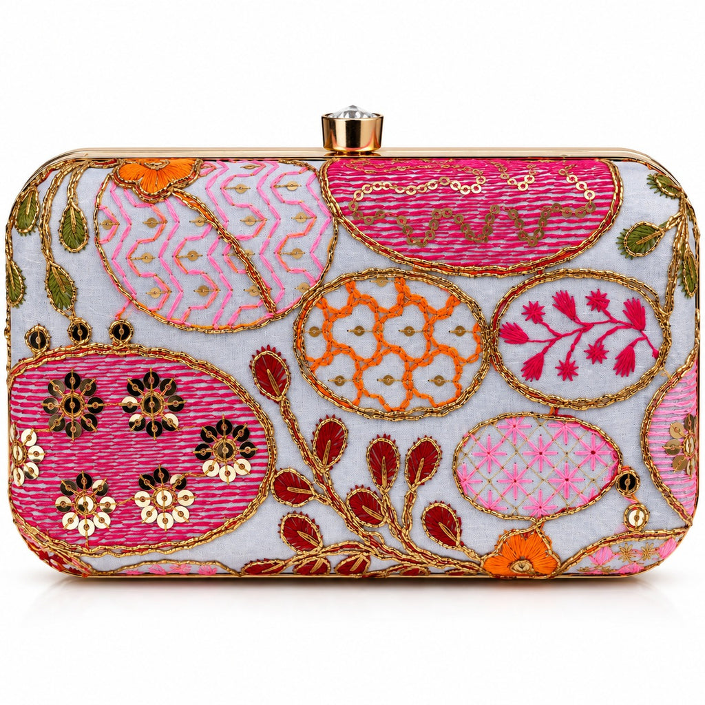KarryQ Lavender Pink Sequin Oval Box Clutch Purse