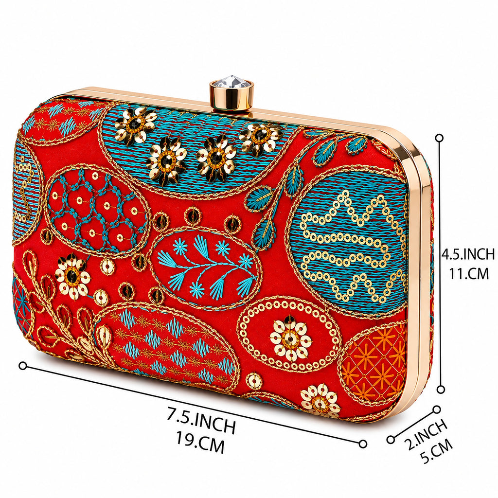 KarryQ Red Sequin Oval Box Clutch Purse