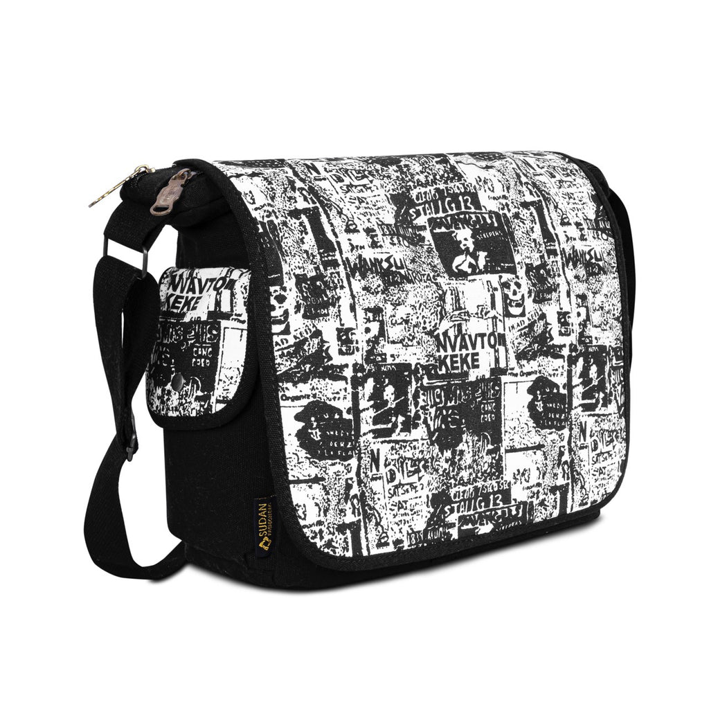 Vintage Newspaper Print Messenger Sling Bag for Men & Women | Premium Crossbody Shoulder Bag | Casual Side Bag for College, Office, Travel & Everyday Use