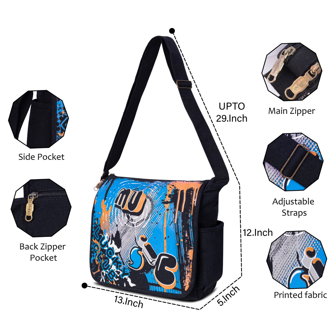 Premium Urban Graffiti Messenger Sling Bag for Men & Boys | Stylish Crossbody Shoulder Bag | Casual Side Bag for College, Office, Travel & Everyday Use