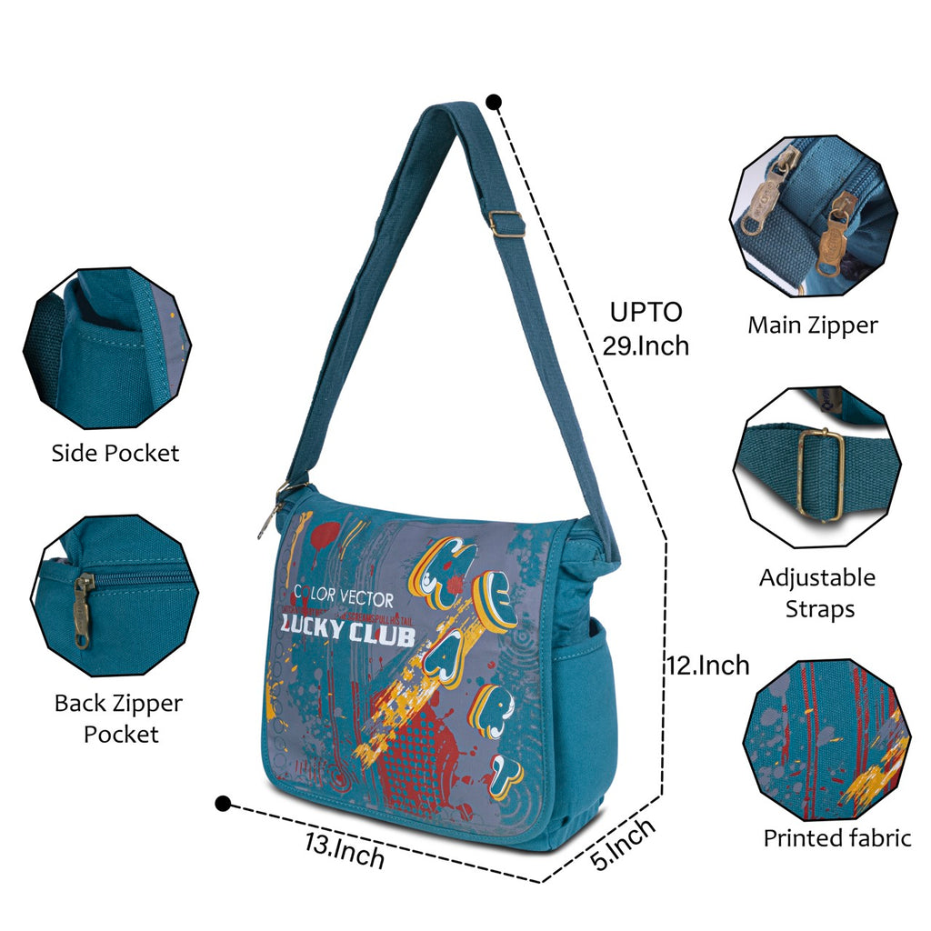 Trendy Graphic Messenger Sling Bag for Men & Boys | Premium Crossbody Shoulder Bag | Casual Side Bag for College, Office, Travel & Daily Use