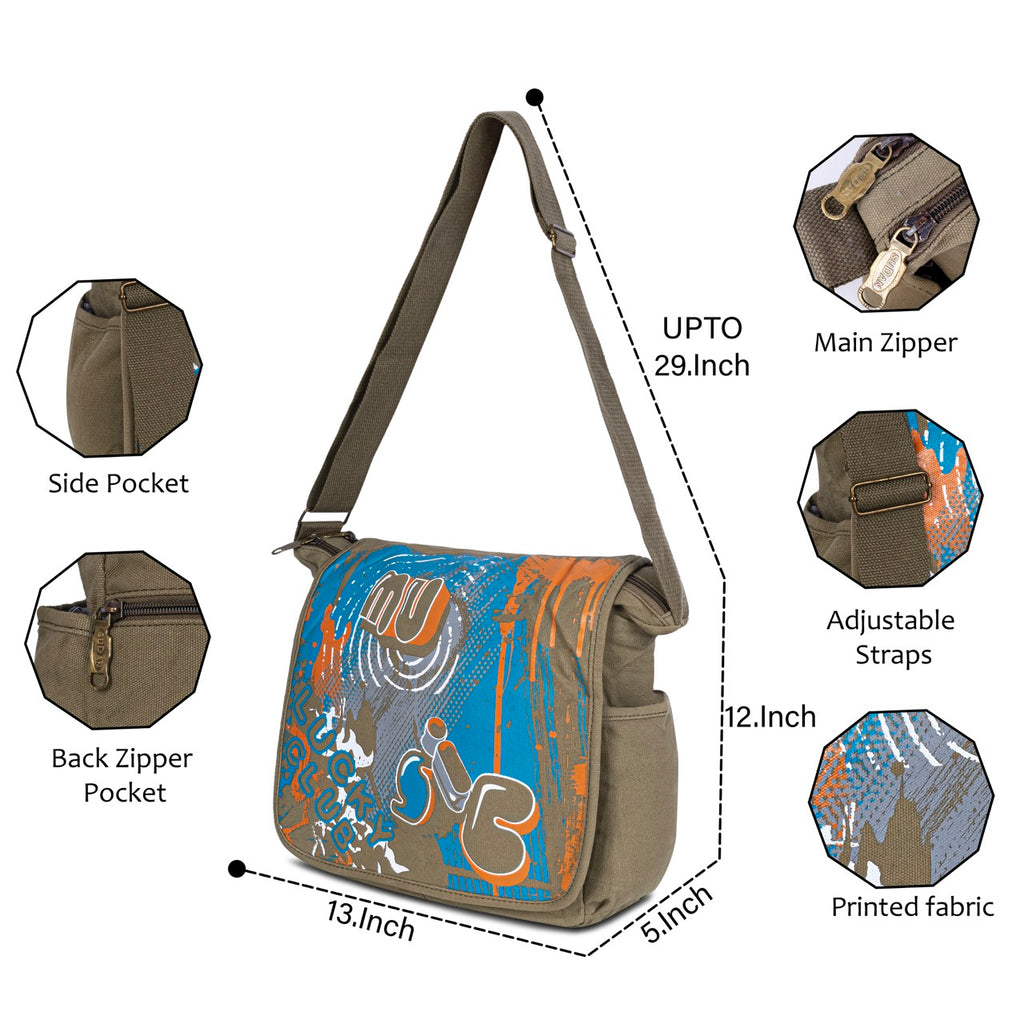 Urban Graffiti Messenger Sling Bag for Men & Boys | Casual Crossbody Shoulder Bag | Stylish College, Office & Travel Side Bag
