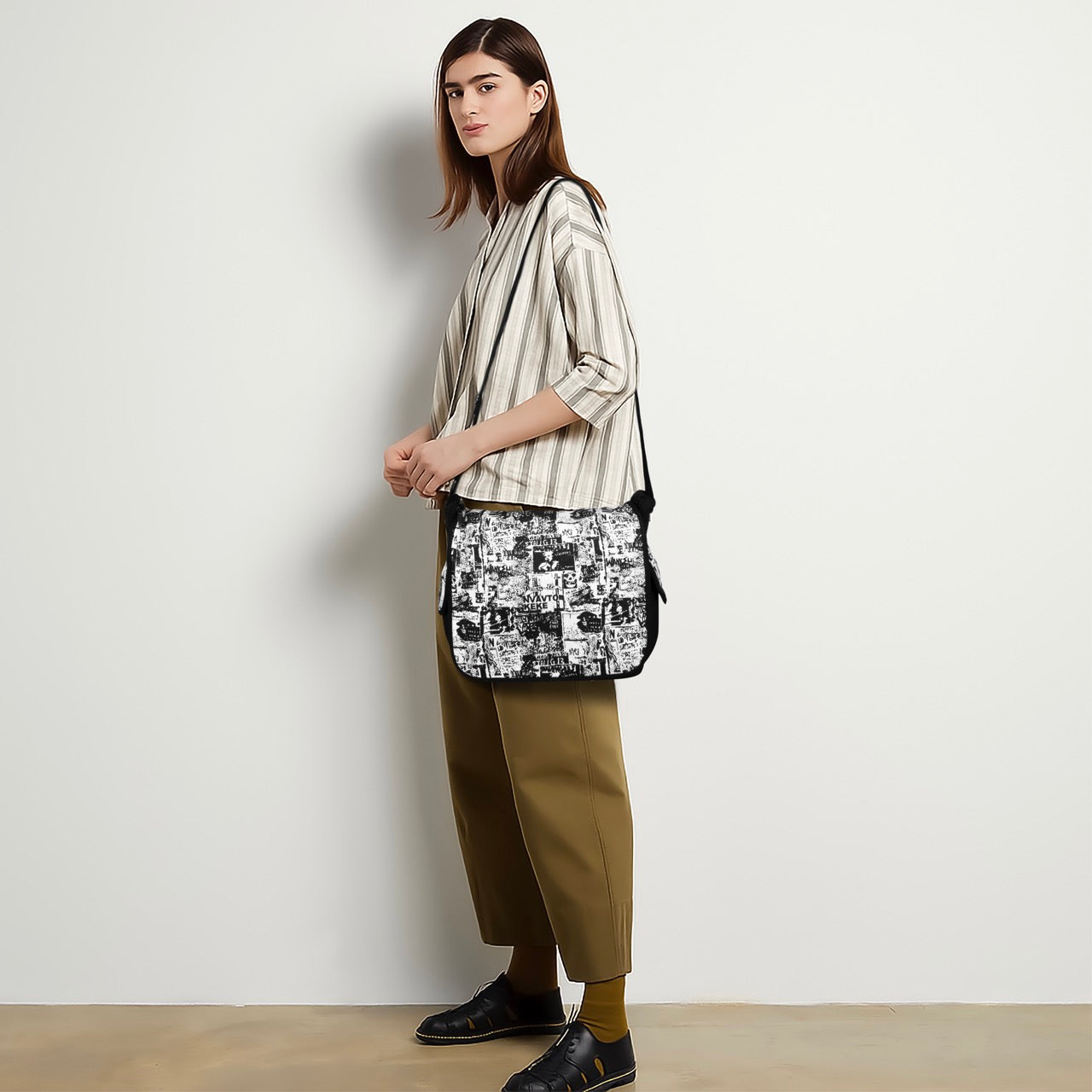 Vintage Newspaper Print Messenger Sling Bag for Men & Women | Premium Crossbody Shoulder Bag | Casual Side Bag for College, Office, Travel & Everyday Use