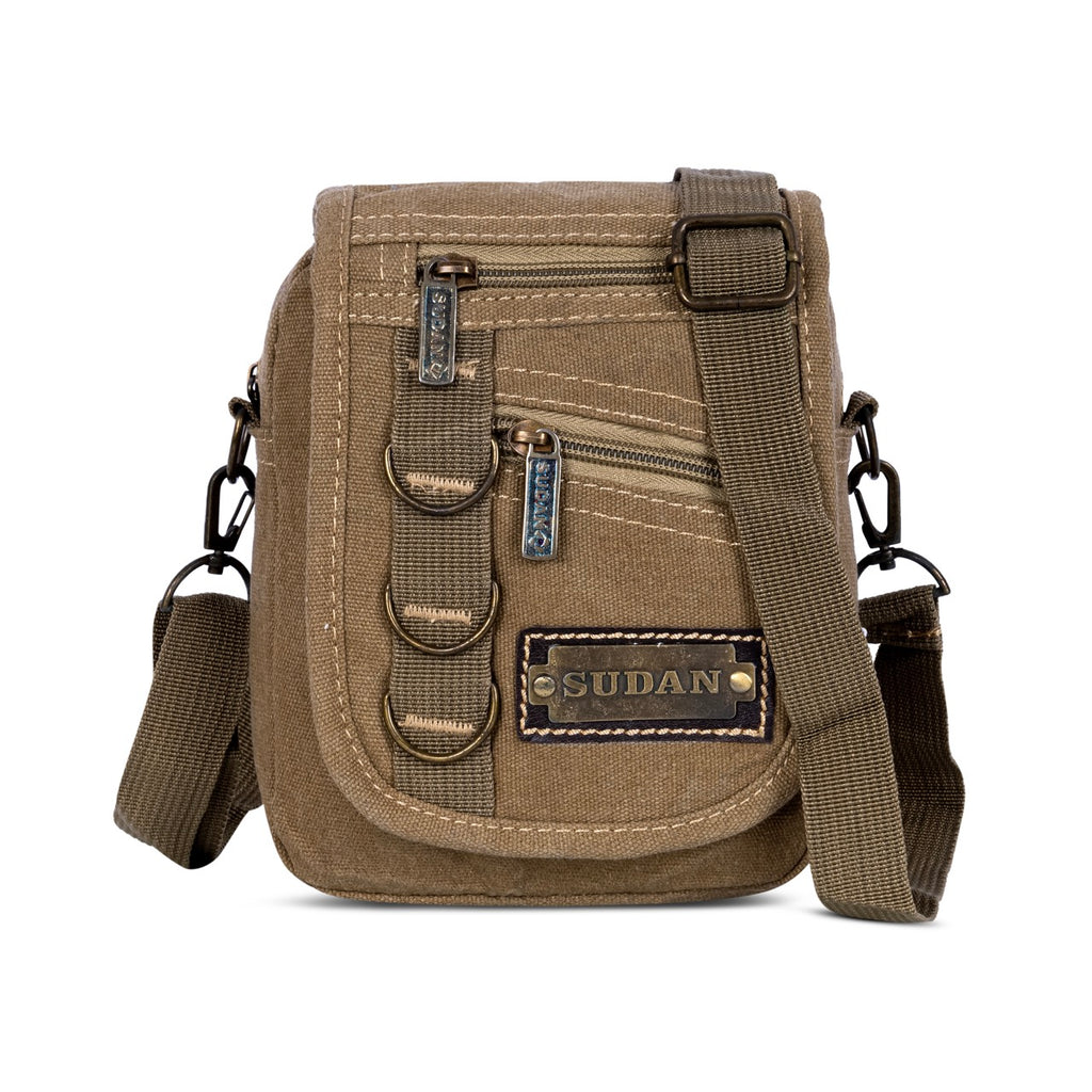 Sudan Premium Canvas Pouch Sling Bag for Men | Compact Crossbody Utility Bag | Multi-Pocket Travel Side Bag for Daily Use, Office & Travel