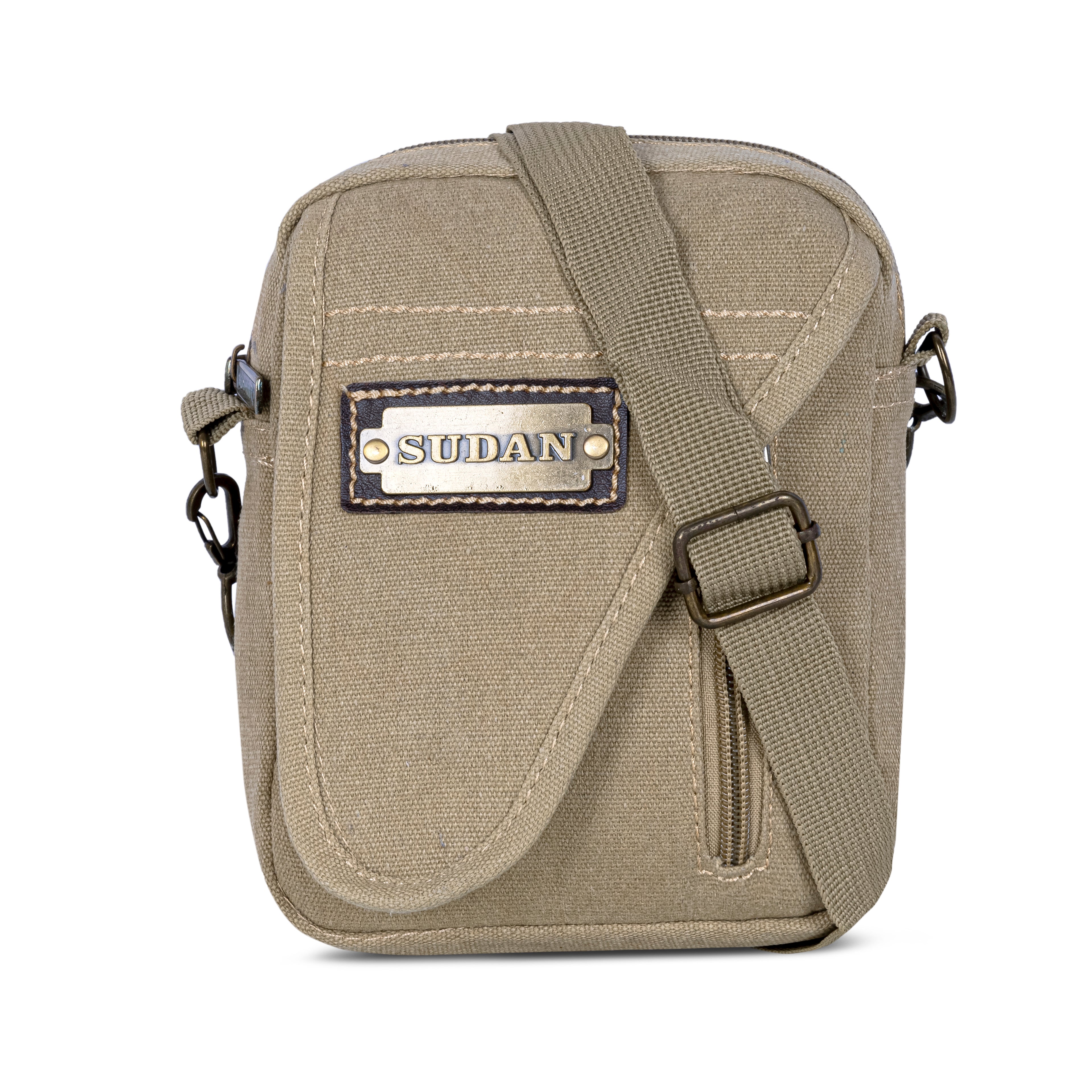 Sudan Premium Canvas Mini Sling Bag for Men | Compact Crossbody Pouch | Travel Organizer Side Bag for Mobile, Wallet & Daily Essentials