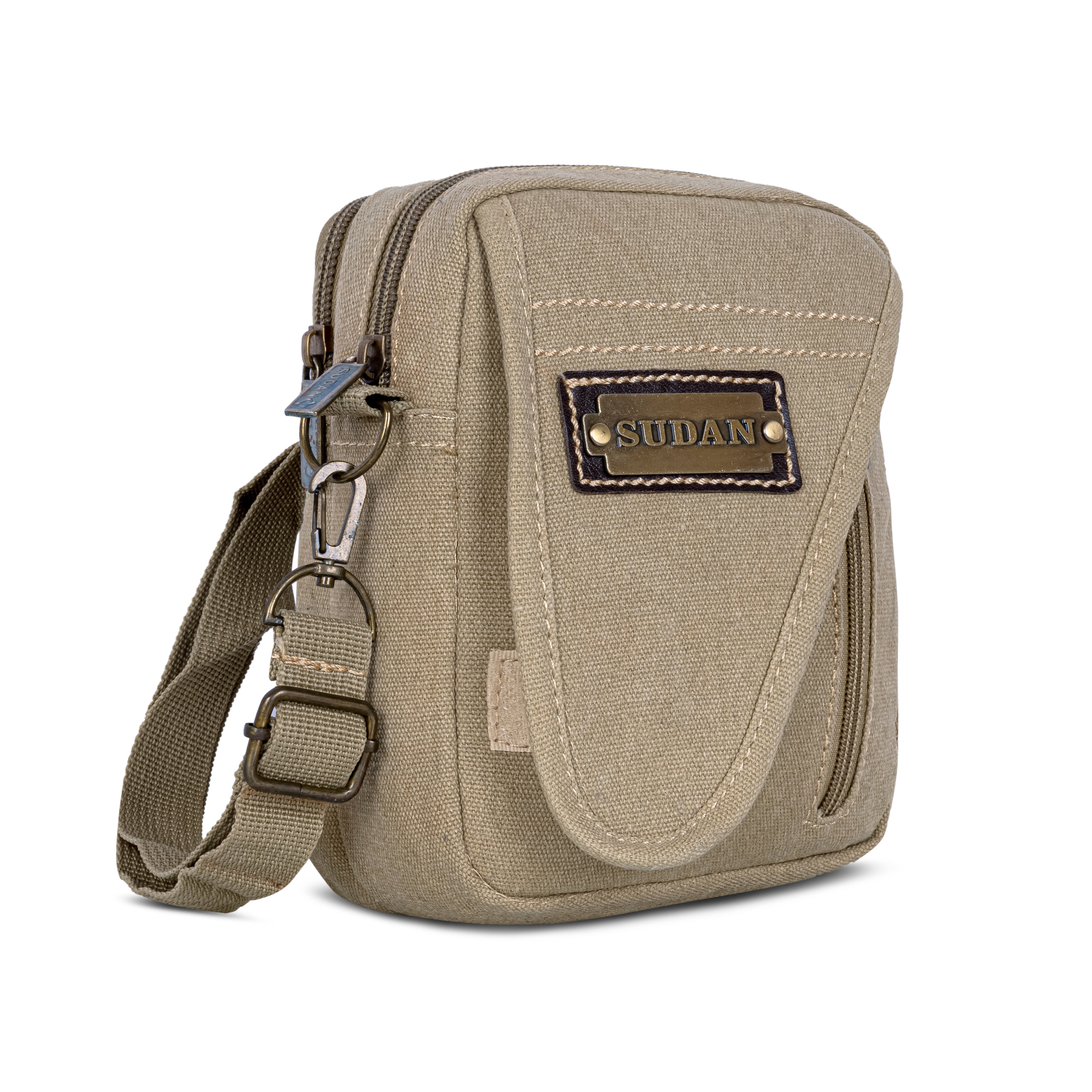 Sudan Premium Canvas Mini Sling Bag for Men | Compact Crossbody Pouch | Travel Organizer Side Bag for Mobile, Wallet & Daily Essentials