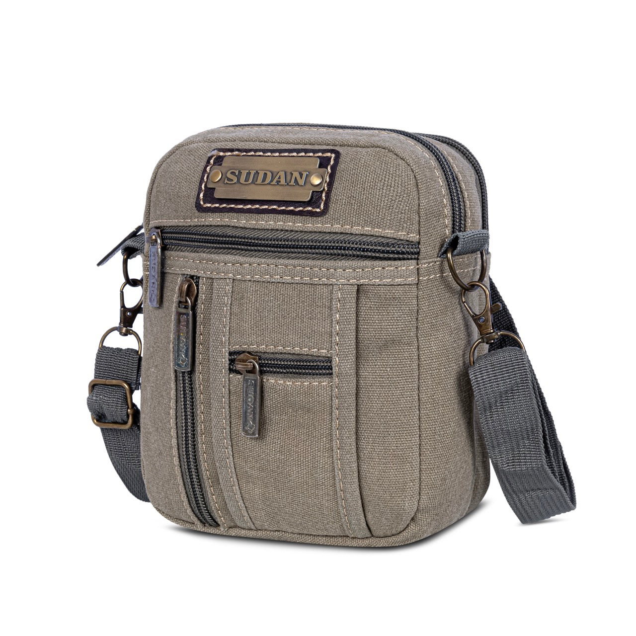 udan Premium Canvas Mini Sling Bag for Men | Multi Pocket Crossbody Side Bag | Travel Pouch Organizer | Mobile Wallet Passport Shoulder Bag | Grey