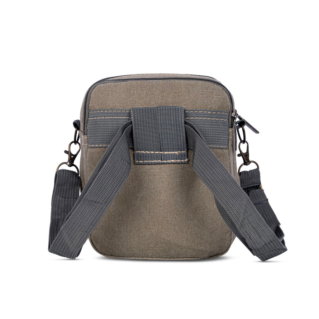 udan Premium Canvas Mini Sling Bag for Men | Multi Pocket Crossbody Side Bag | Travel Pouch Organizer | Mobile Wallet Passport Shoulder Bag | Grey