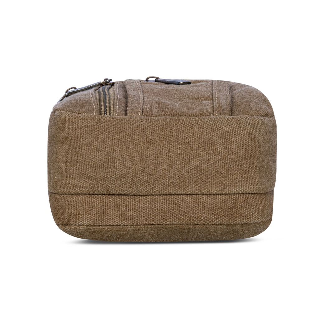 Sudan Premium Canvas Mini Sling Bag for Men | Multi Pocket Crossbody Side Bag | Travel Organizer Pouch | Mobile Wallet Passport Shoulder Bag | Khaki Brown