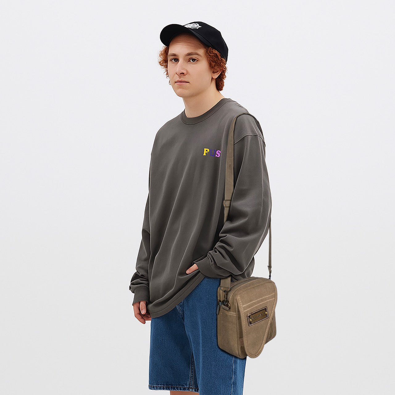 Sudan Premium Canvas Mini Sling Bag for Men | Compact Crossbody Pouch | Travel Side Bag with Adjustable Strap | Mobile Wallet Passport Organizer | Khaki