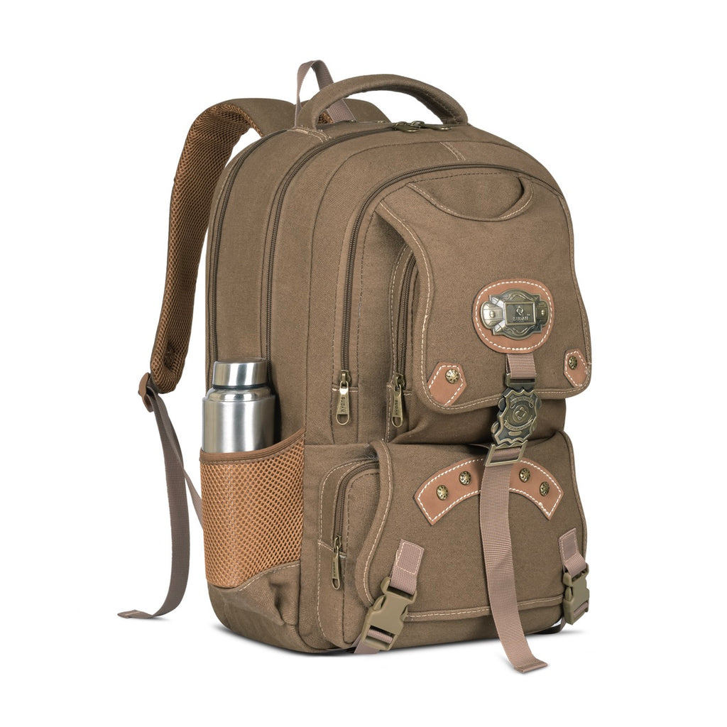 Sudan Vintage Canvas Laptop Backpack for Men & Women | Water Resistant Travel Backpack with USB Charging Port | College, Office, School & Travel Bag | Multi-Compartment Laptop Backpack | Khaki Brown