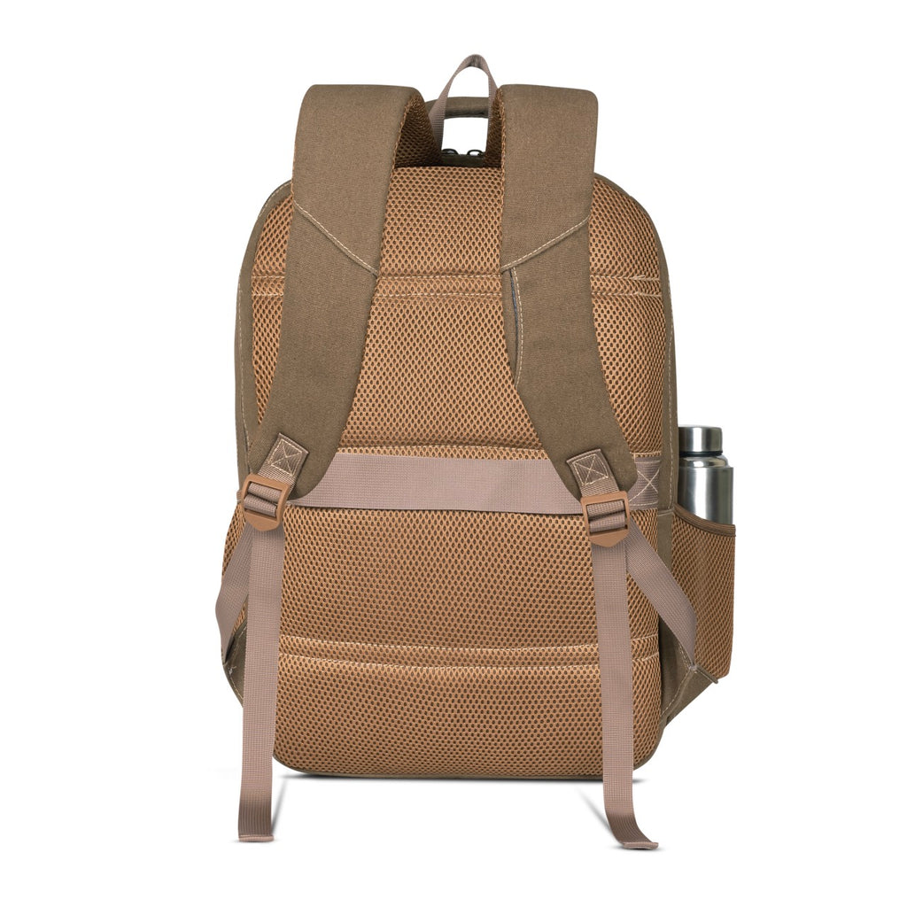 Sudan Vintage Canvas Laptop Backpack for Men & Women | Multi-Compartment College, Office & Travel Bag | Spacious Backpack with Laptop Compartment, Bottle Pocket & Organizer Pockets | Brown