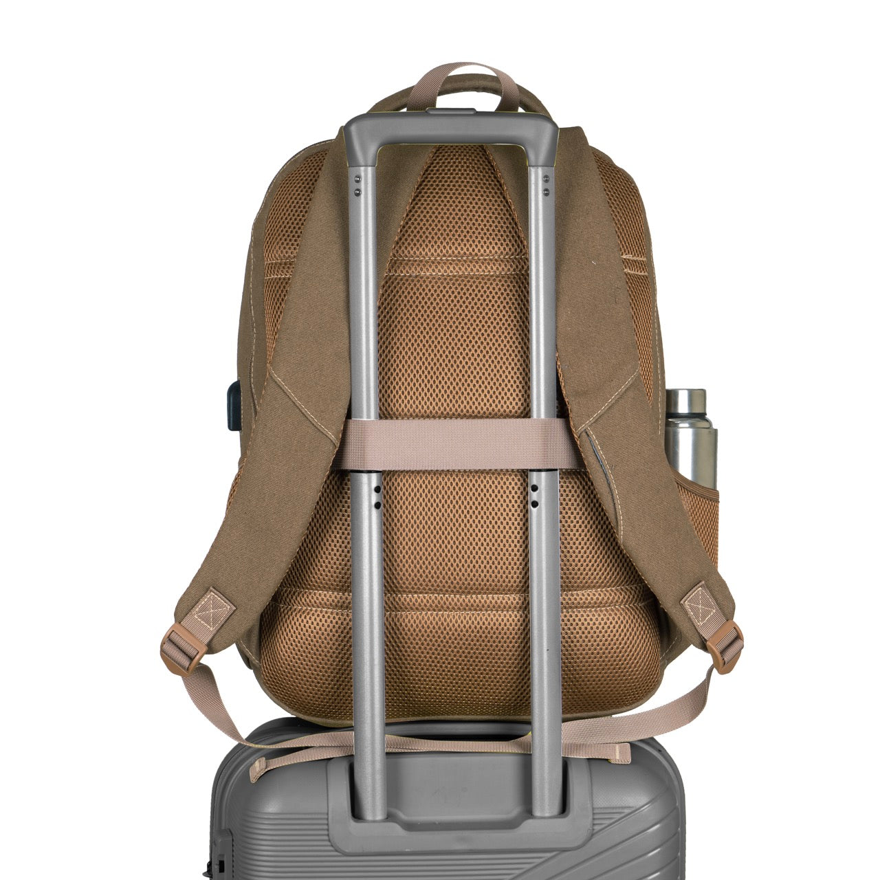 Sudan Vintage Canvas Laptop Backpack for Men & Women | Water Resistant Travel Backpack with USB Charging Port | College, Office, School & Travel Bag | Multi-Compartment Laptop Backpack | Khaki Brown