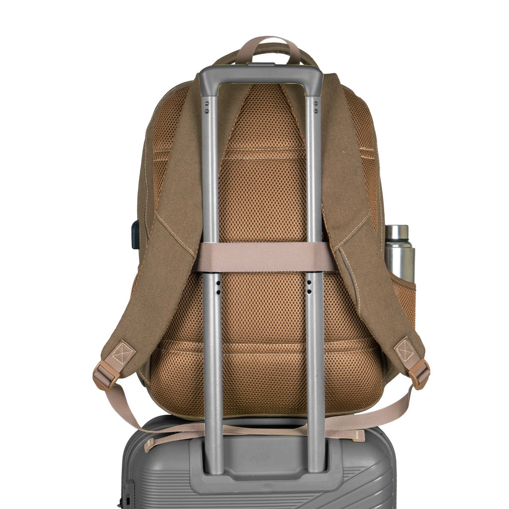 Sudan Vintage Canvas Laptop Backpack for Men & Women | Multi-Compartment College, Office & Travel Bag | Spacious Backpack with Laptop Compartment, Bottle Pocket & Organizer Pockets | Brown
