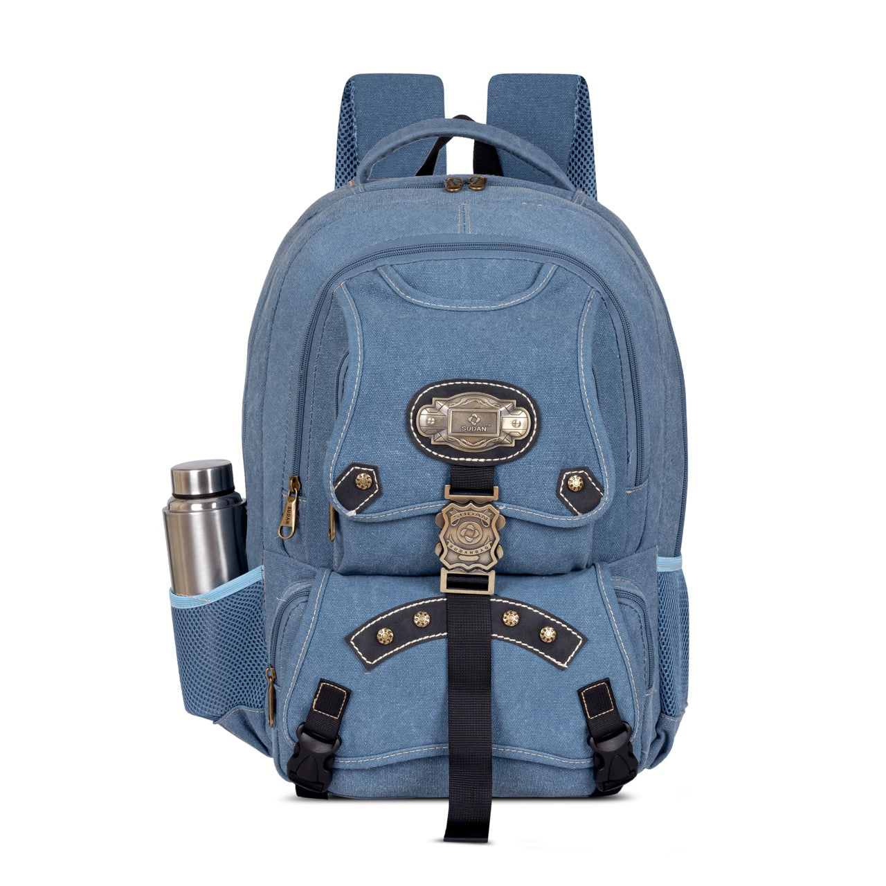 Sudan Premium Canvas Laptop Backpack for Men & Women | Spacious Multi-Compartment College, Office & Travel Bag | Laptop Backpack with Organizer Pockets & Bottle Holder | Blue