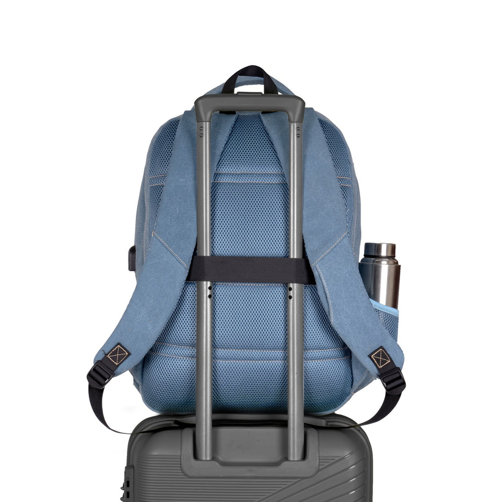 Sudan Premium Canvas Laptop Backpack for Men & Women | Spacious Multi-Compartment College, Office & Travel Bag | Laptop Backpack with Organizer Pockets & Bottle Holder | Blue