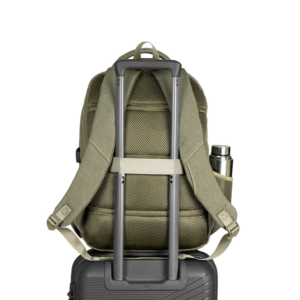Sudan Vintage Canvas Laptop Backpack for Men & Women | Stylish Multi-Compartment College, Office & Travel Backpack | Spacious Daily Use Bag with Bottle Pockets | Olive Green