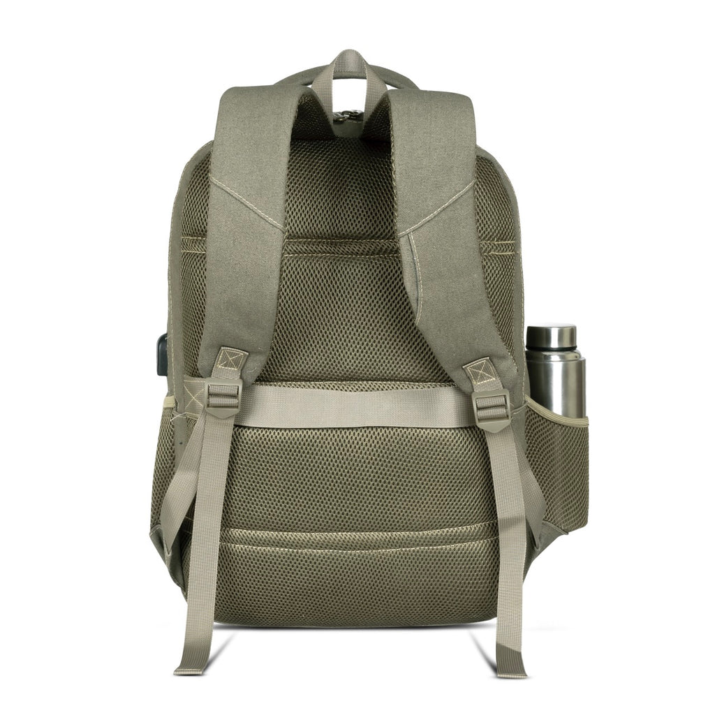 Sudan Vintage Canvas Laptop Backpack for Men & Women | Stylish Multi-Compartment College, Office & Travel Backpack | Spacious Daily Use Bag with Bottle Pockets | Olive Green