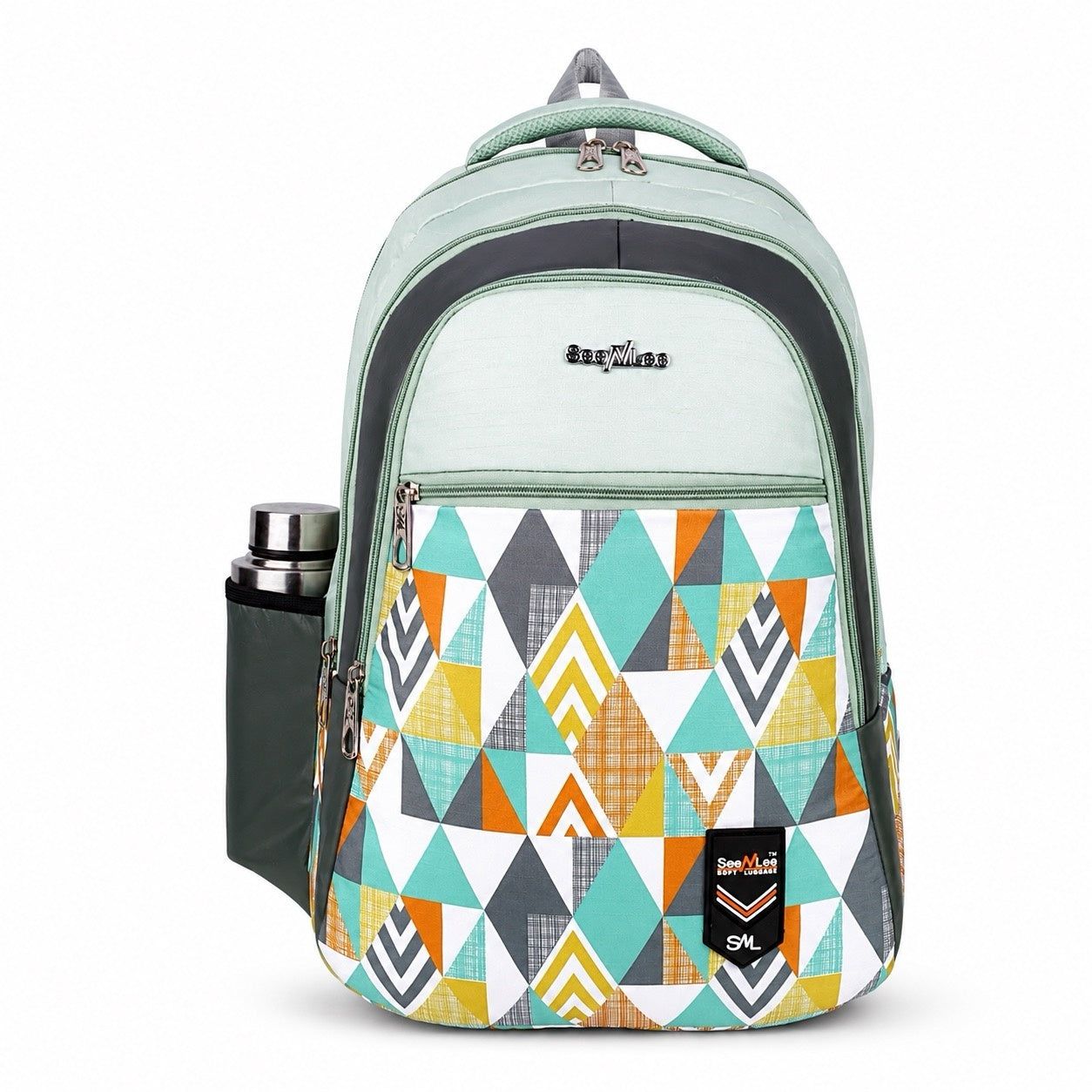 SeeNLee Unisex Printed Laptop Backpack with Bottle Pocket, Multiple Compartments, Padded Shoulder Straps | Stylish College, School, Office & Travel Backpack – Mint Green