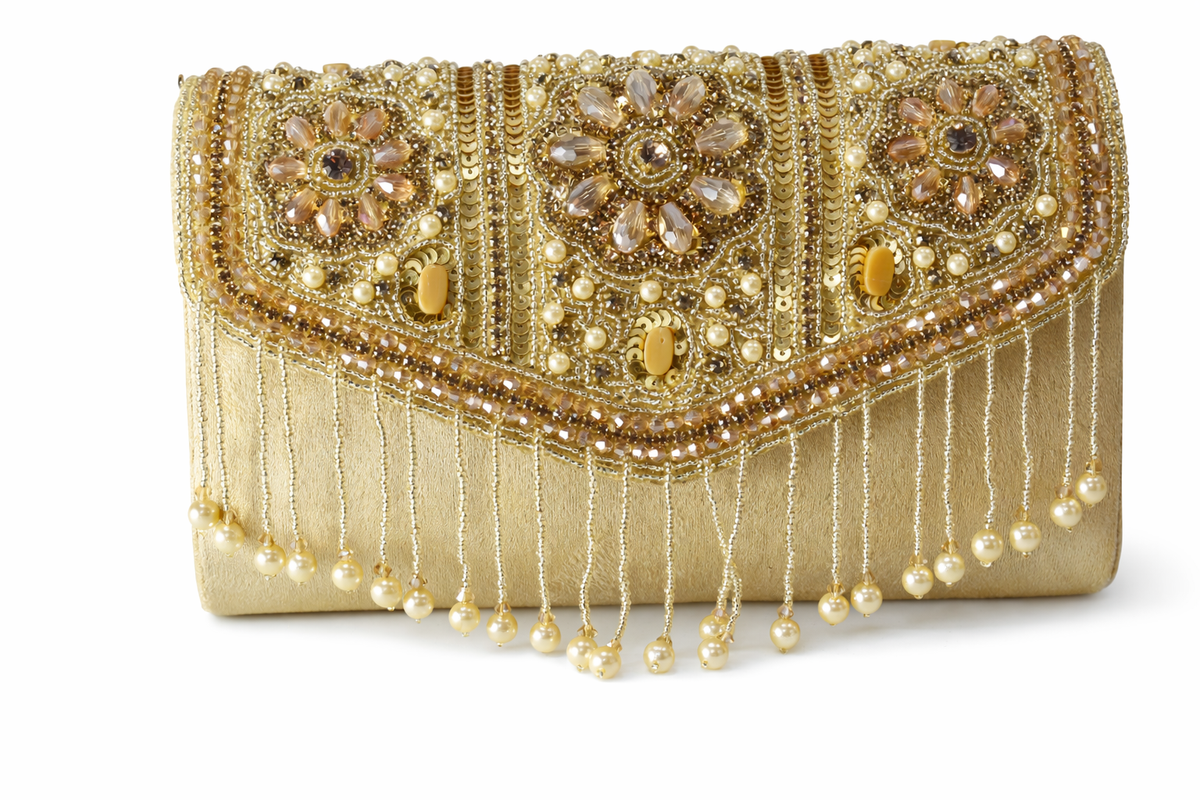 KarryQ Pearl & Crystal Bridal Clutch – Golden