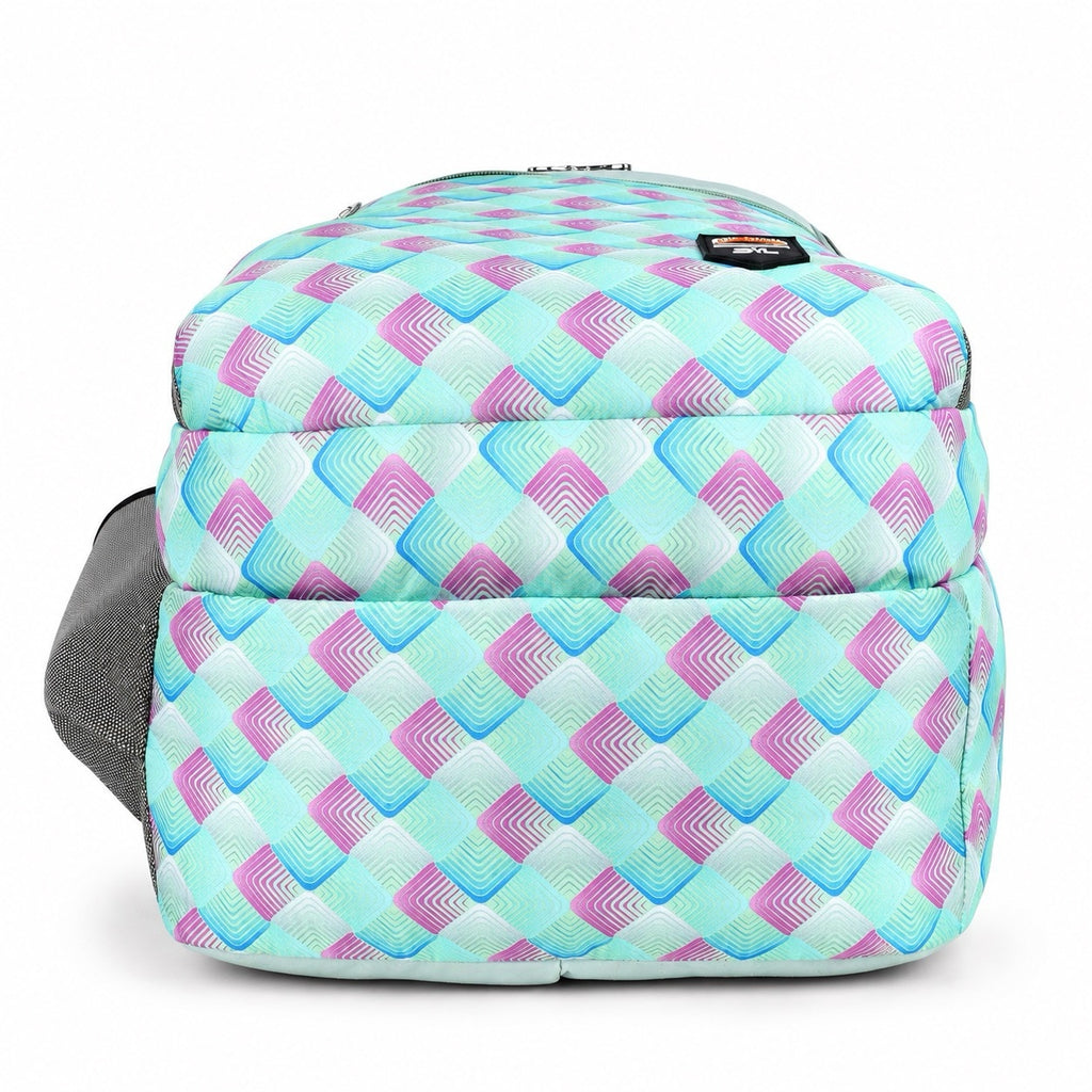 SeeNLee Unisex Printed Laptop Backpack with Multiple Compartments, Bottle Pocket & Padded Shoulder Straps | Stylish College, School, Office & Travel Backpack – Mint Green & Grey